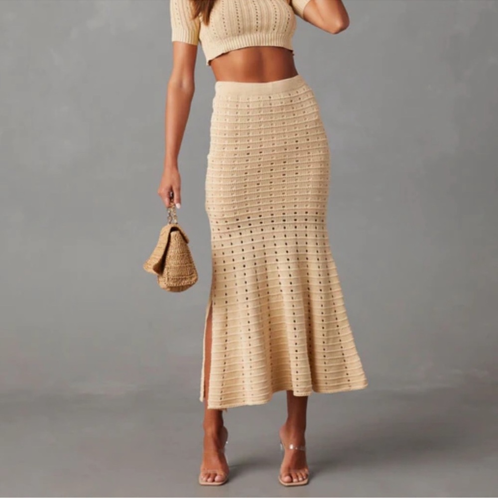 Vici Joplin Cotton Knit Maxi Cream Skirt Size Small New without tags - Picture 4 of 14